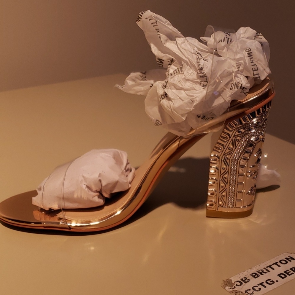 Rose gold clear strap Ornate Heels